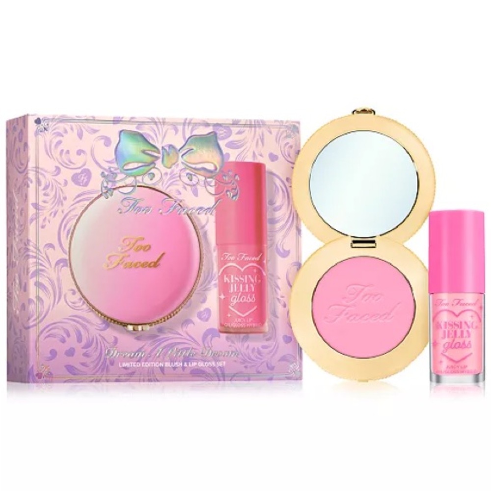 Too Faced Dream A Little Dream Blush & Lip Gloss Candy Clouds Pink Sherbet NIB